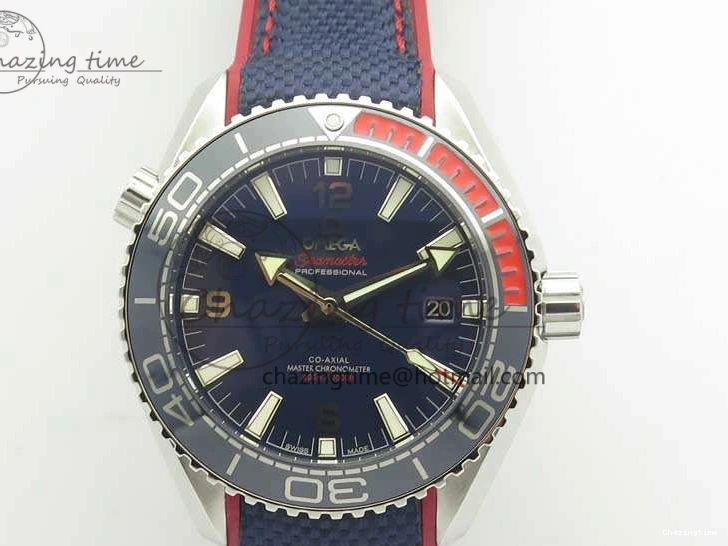 0125 Planet Ocean “Pyeongchang 2018” 43.5mm SS OMF 1:1 Best Edition Blue Dial On Nylon Strap A Soft 8082